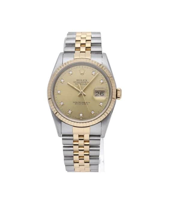 Rolex 1991 Datejust 16233G 36mm Champagne Dial Automatic Stainless Steel Yellow Gold Jubilee Bracelet Men's Watch Beige Stainless steel Very good - Front View