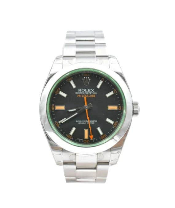 Rolex Black Stainless Steel Milgauss 116400GV Automatic Men's Wristwatch Black Very good - Front View