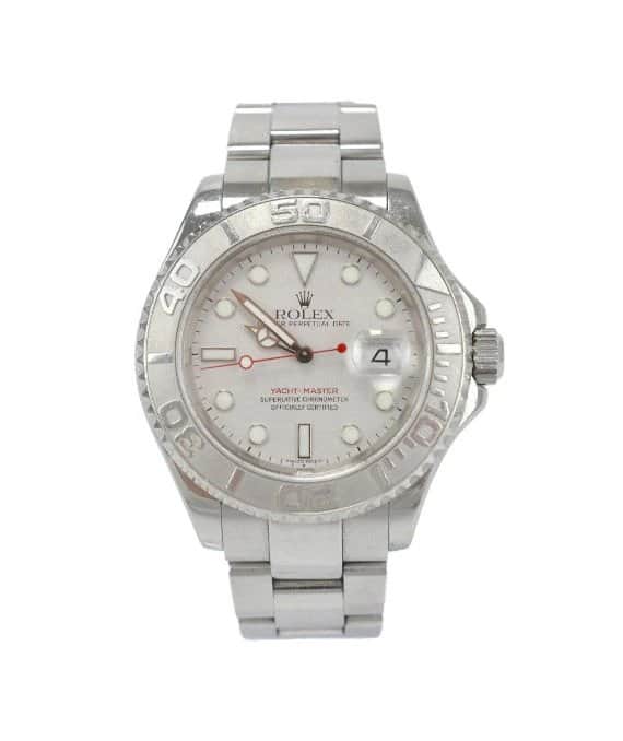 Rolex Silver Stainless Steel Yacht-Master 16622 Men's Wristwatch 40 mm Silver Good - Front View