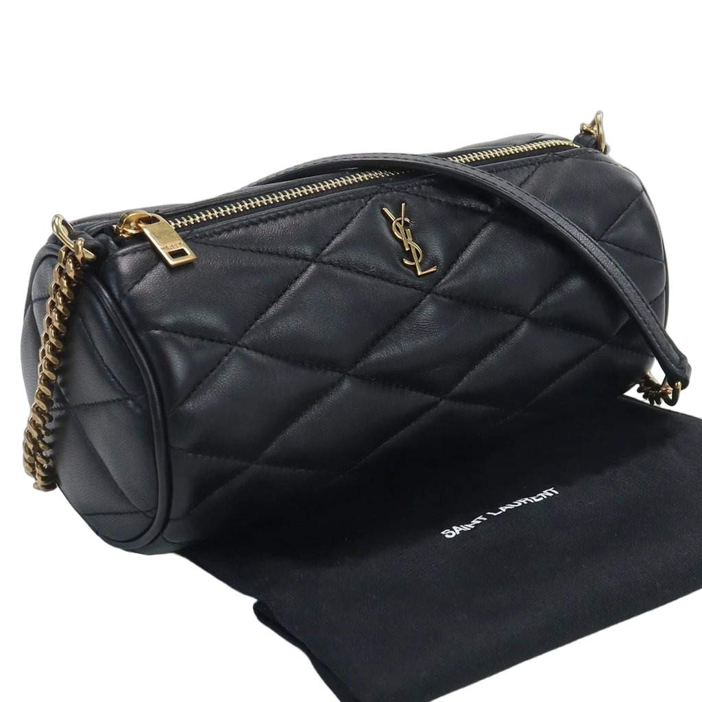 Saint Laurent Black Lambskin Leather Mini Sade Tube Bag Black Leather Very good - Front View