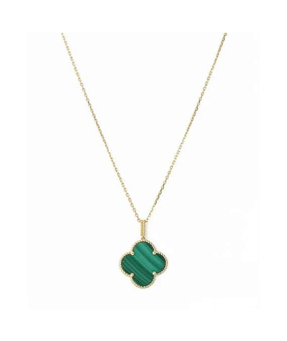 Van Cleef & Arpels Magic Alhambra Malachite 1 Motif Long Necklace In 18k Yellow Gold Yellow Gold Very good - Front View