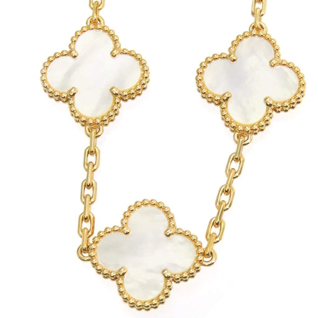 Van Cleef & Arpels Vintage Alhambra 5P Mother-of-Pearl Motif In 18k Yellow Gold Bracelet Yellow Gold Very good - Front View