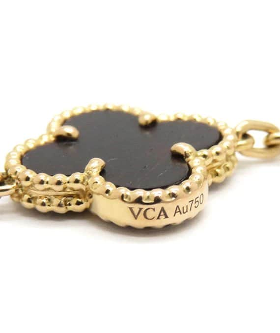 Van Cleef & Arpels Vintage Alhambra Letterwood Pendant 10 Motif Necklace in 18k Rose Gold Gold Gold Very good - Front View