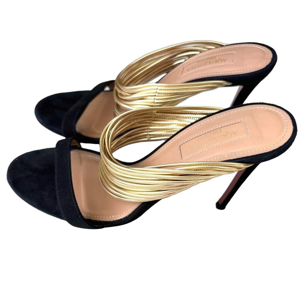 Aquazzura Randez Vous 105 slide Black Suede Very good condition - Front View