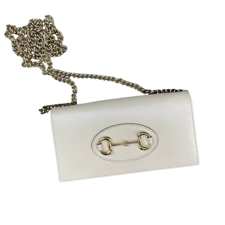 Gucci 1955 Horsebit WOC Beige Leather Gold Never worn - Front View