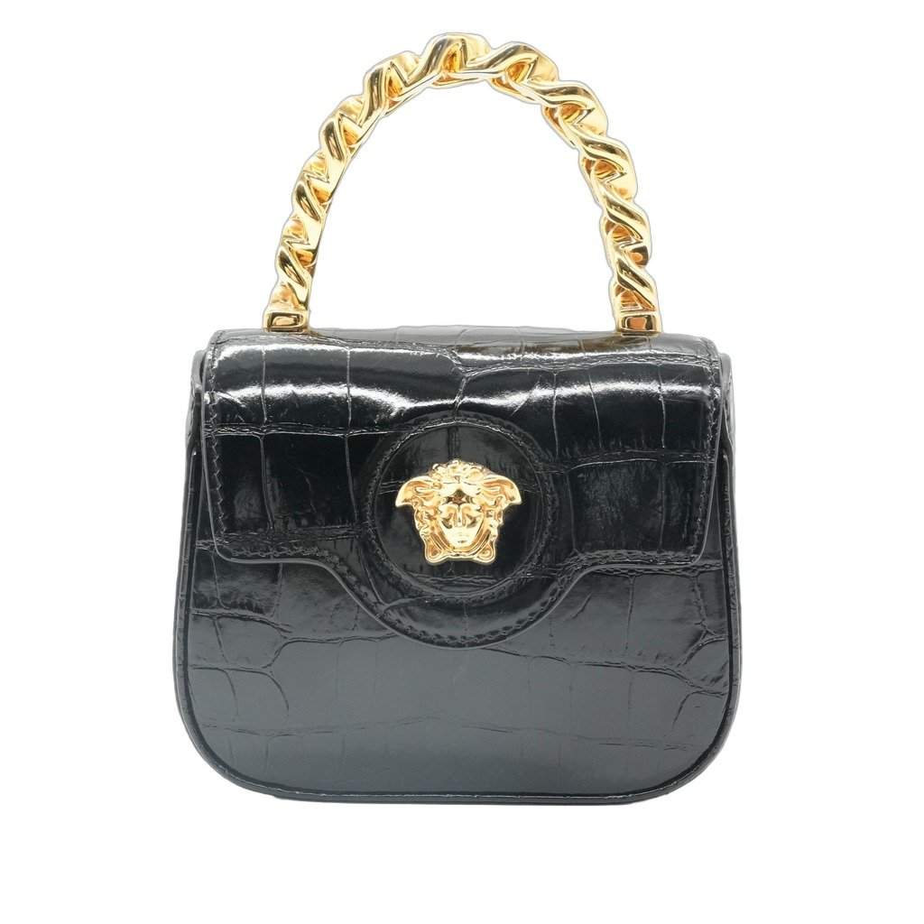 Versace La Medusa Mini Black Black Leather Very good - Front View