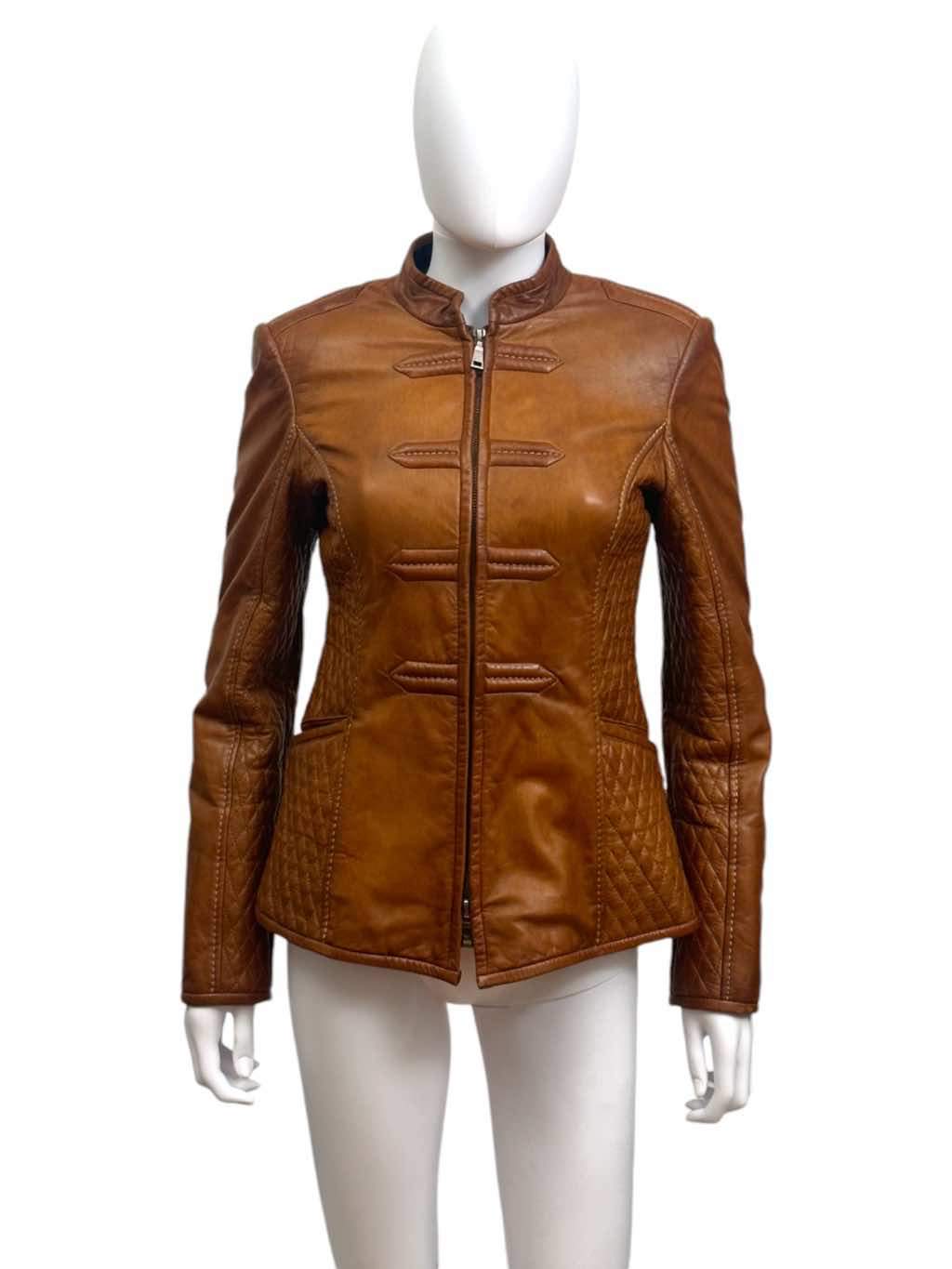 Giorgio Armani Brown Leather Jacket Brown M Leather