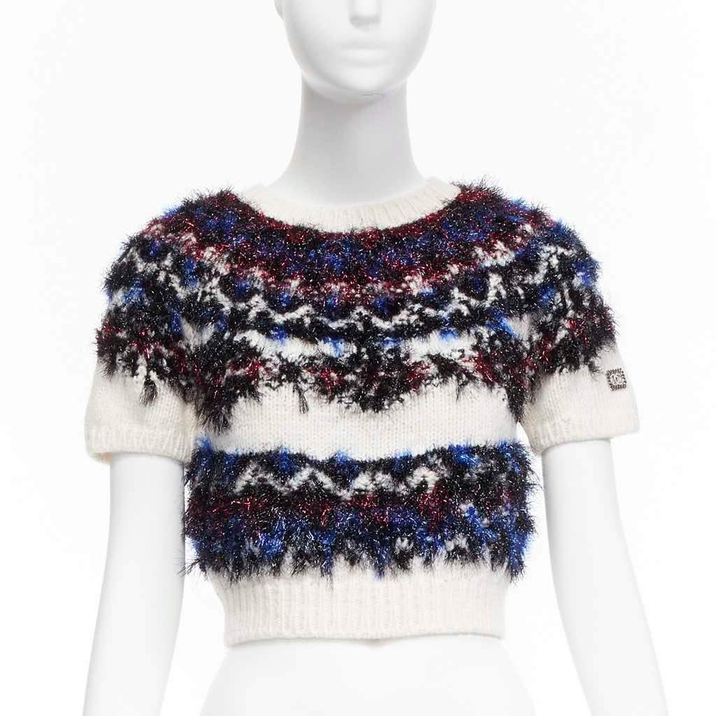Chanel CC Cropped Sweater Beige Polyamide Never worn - Front View