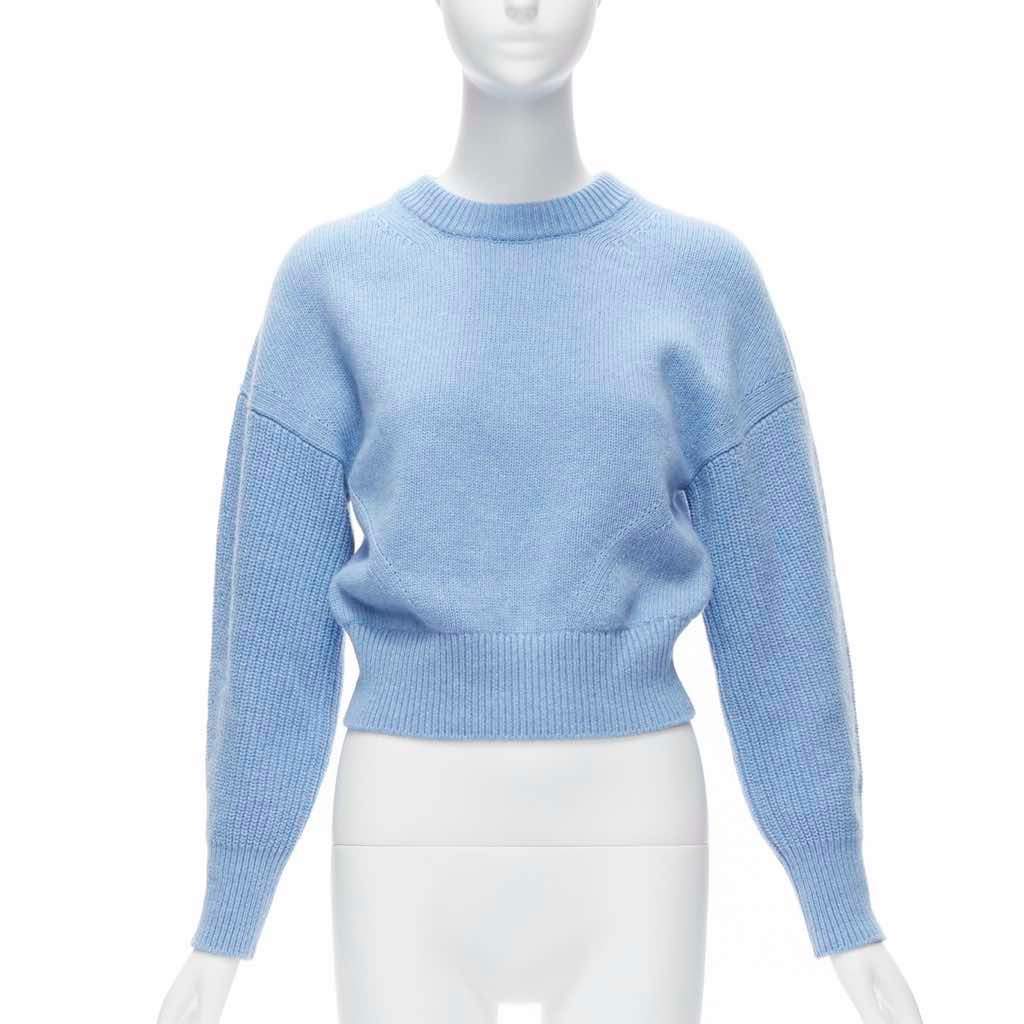 Alexander McQueen Speckled Cropped Sweater Blue Wool Never worn - Front View