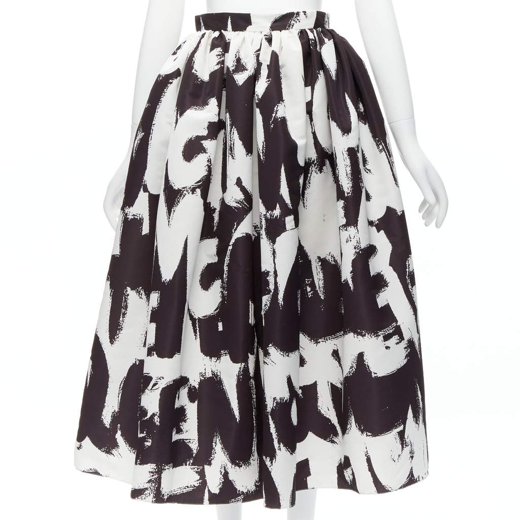 Alexander McQueen Graffiti Flared Skirt Black Polyester Never worn - Front View