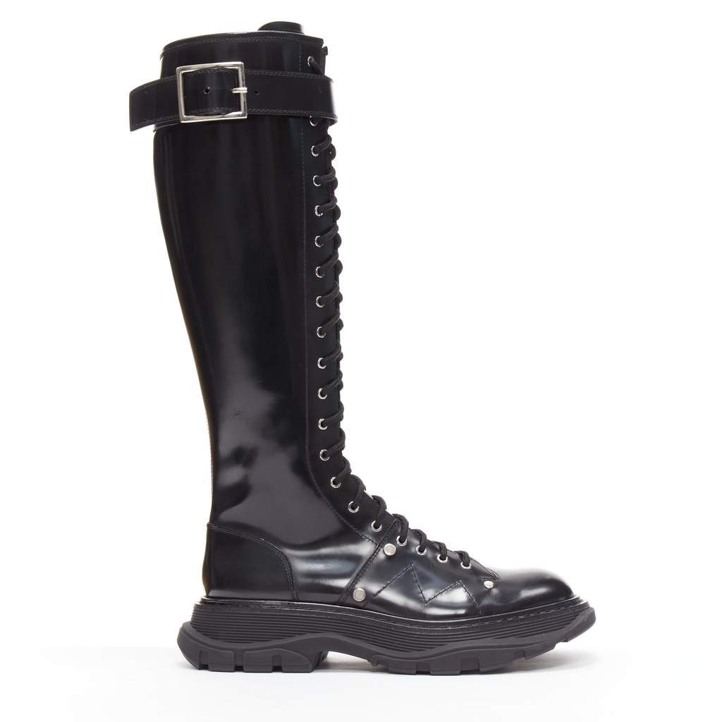 Alexander McQueen Tread Black Leather Very good - Front View