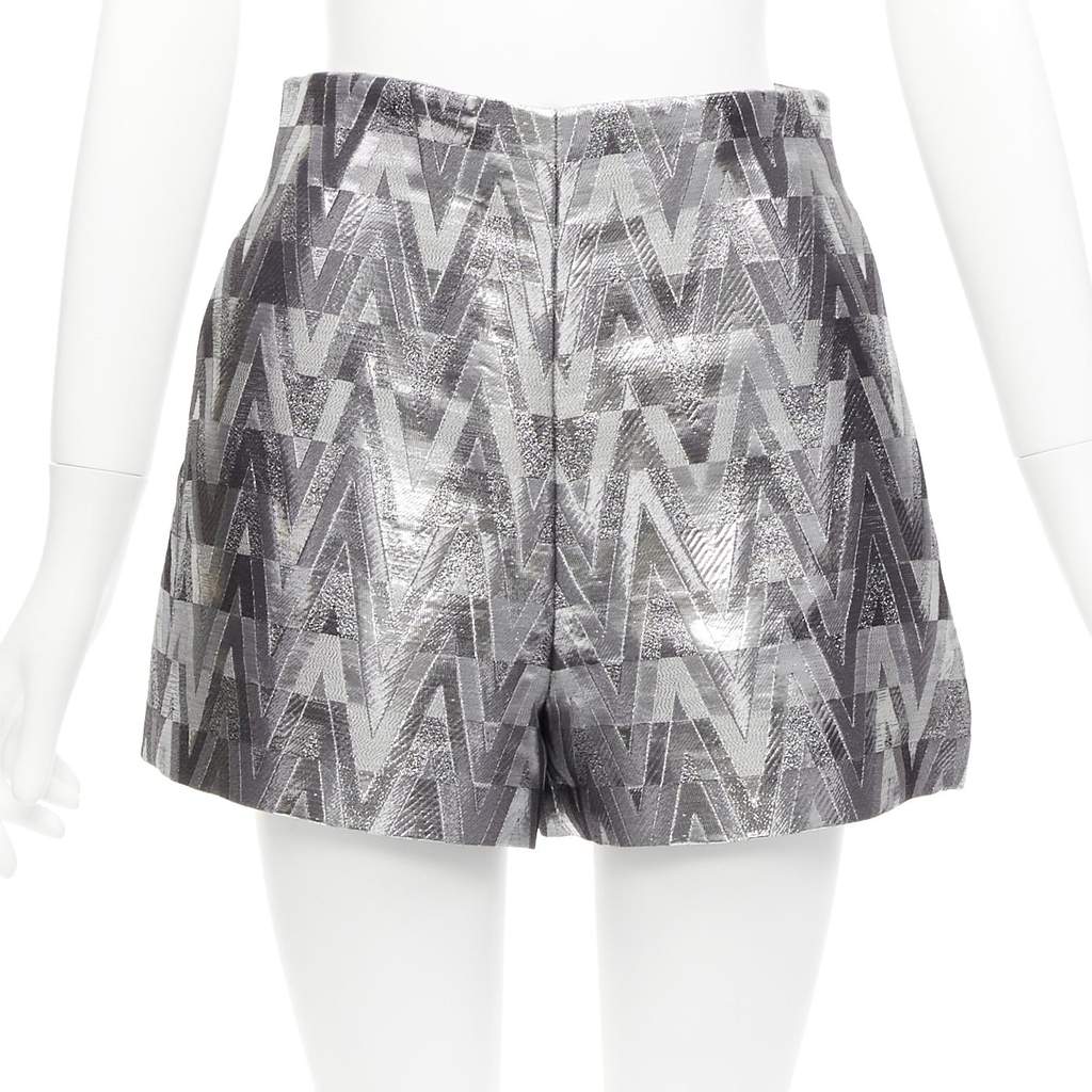 Valentino Garavani Optical Jacquard Shorts Silver Viscose Never worn - Front View