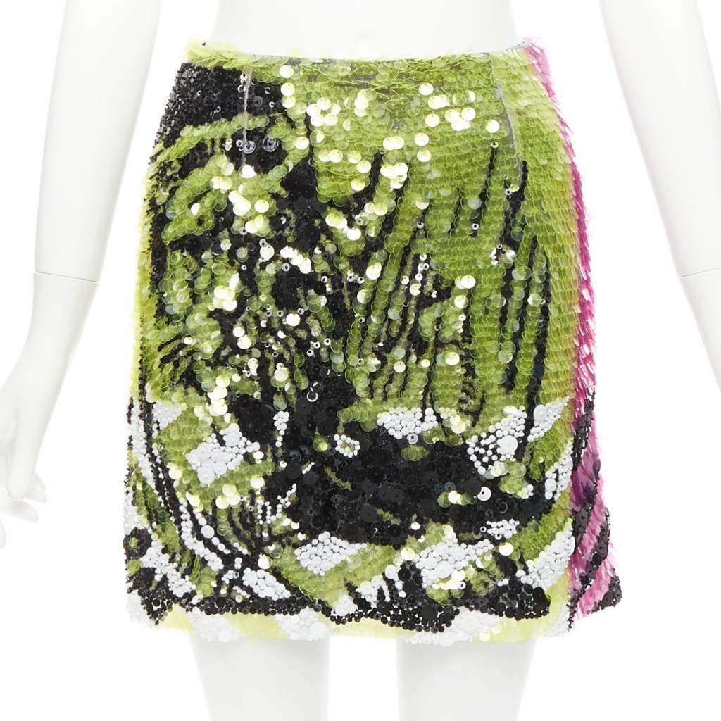 Christian Dior Lion Embellished Skirt Green Polyamide Never worn - Front View
