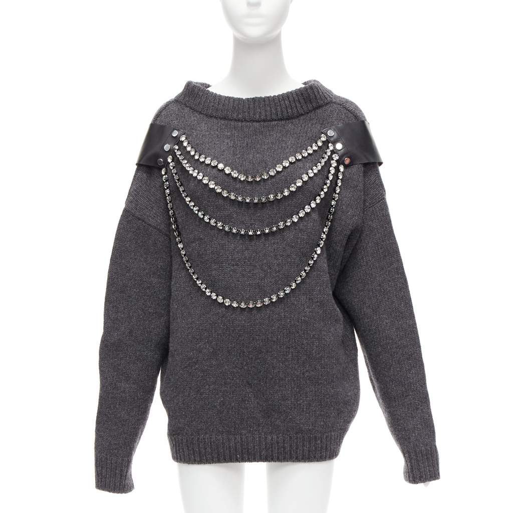Christopher Kane Rhinestone Sweater Dress Grey Wool Never worn - Front View