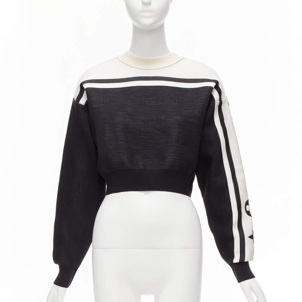 Louis Vuitton Floral Cropped Sweater Black Polyamide Never worn, with tag - Front View