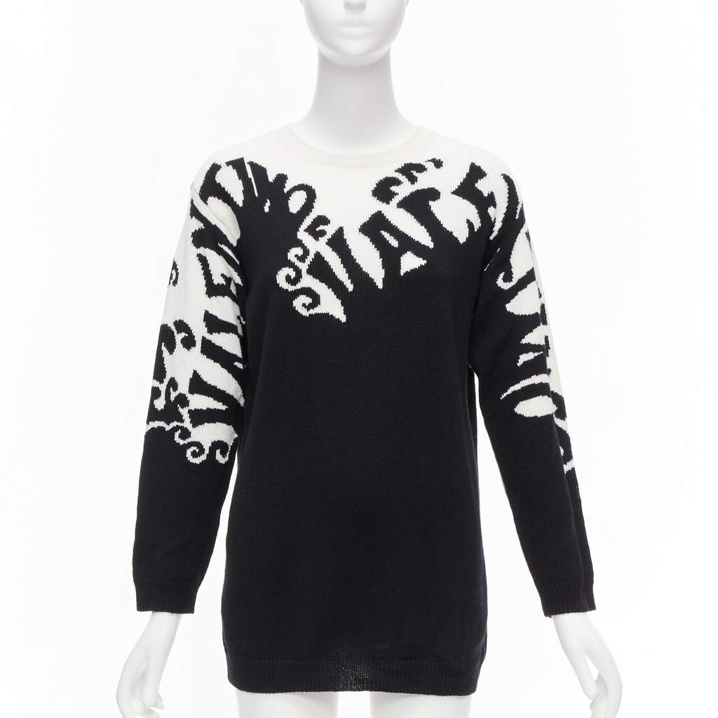 Valentino Garavani Waves Graphic Sweater Black Cashmere Never worn - Front View