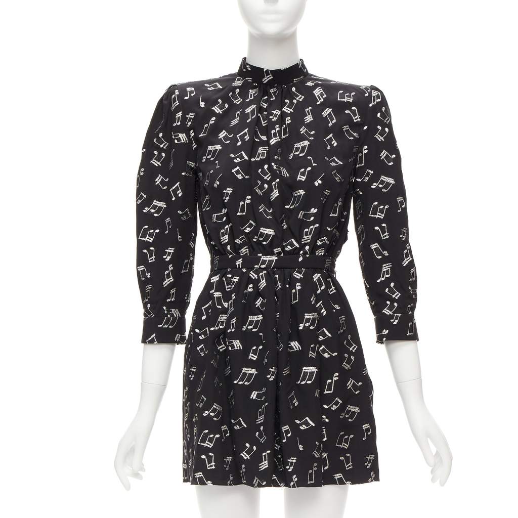 Saint Laurent Musical Note Dress Black Silk Never worn - Front View