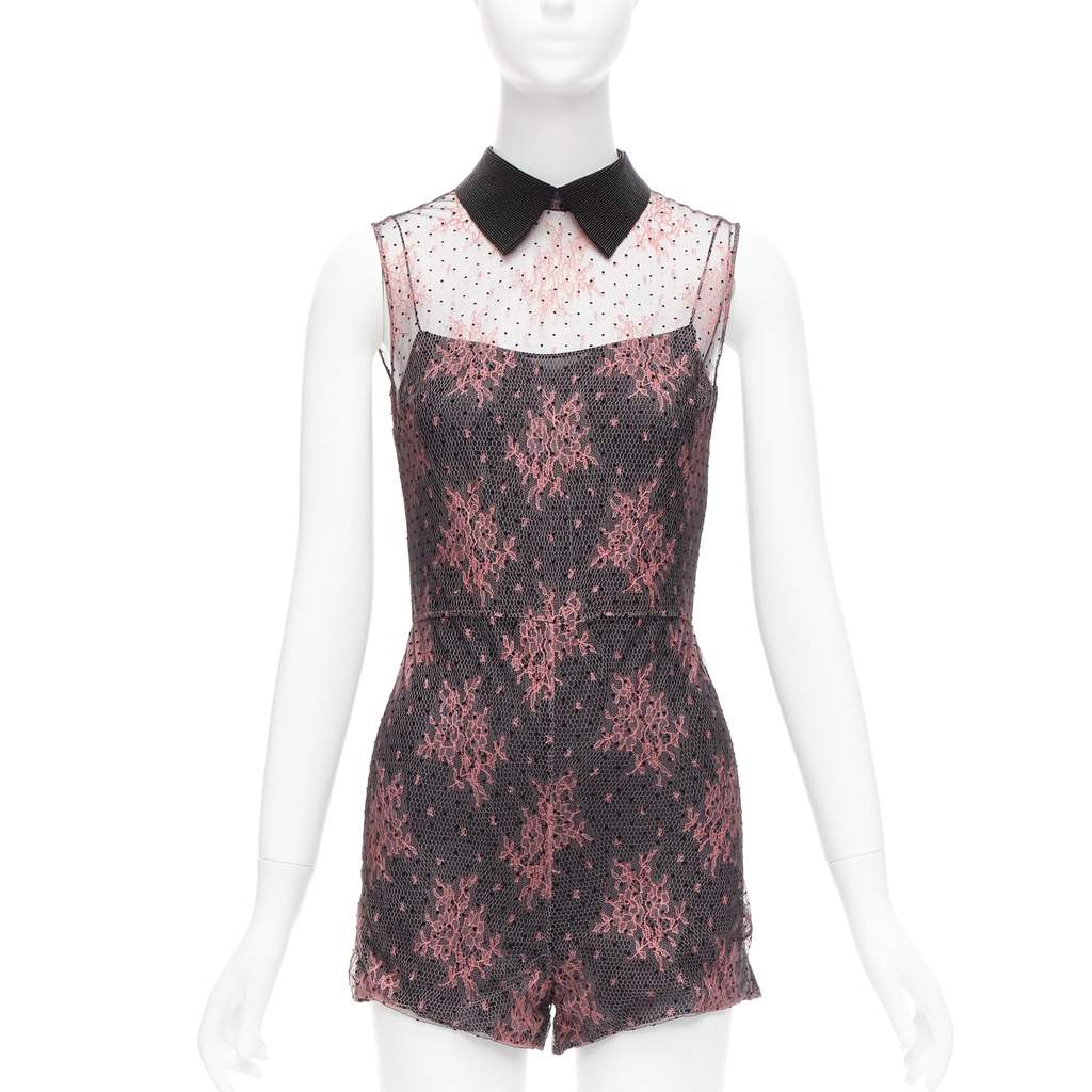 Dior Pink Lace Playsuit Pink Polyester Never worn - Front View