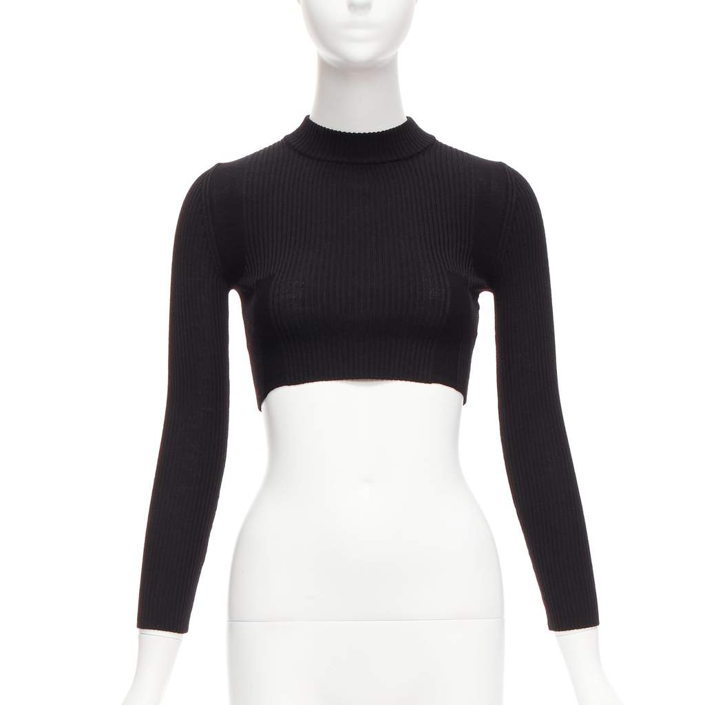 Maison Martin Margiela Ribbed Sock Crop Top Black Wool Never worn - Front View