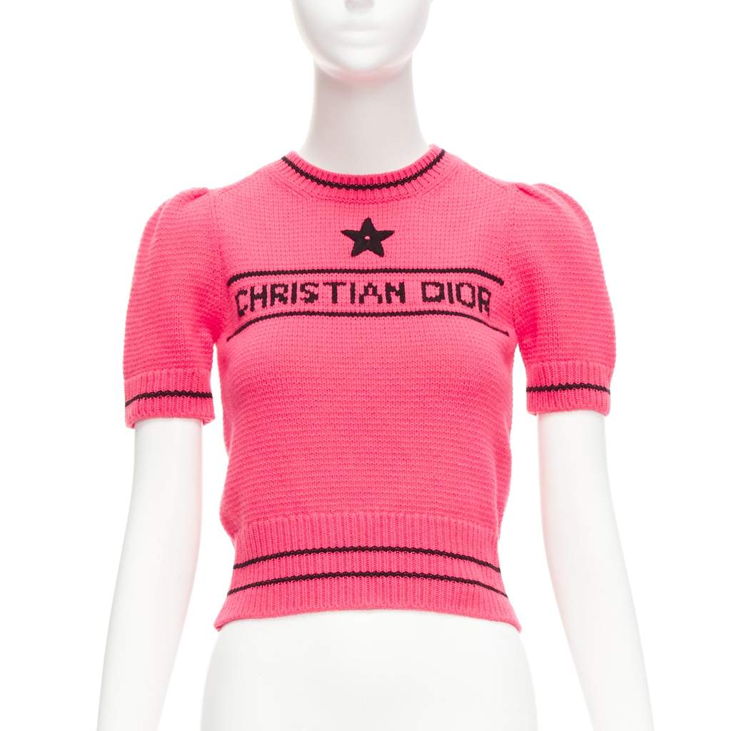 Dior Puff Sleeve Sweater Pink Wool Never worn - Front View