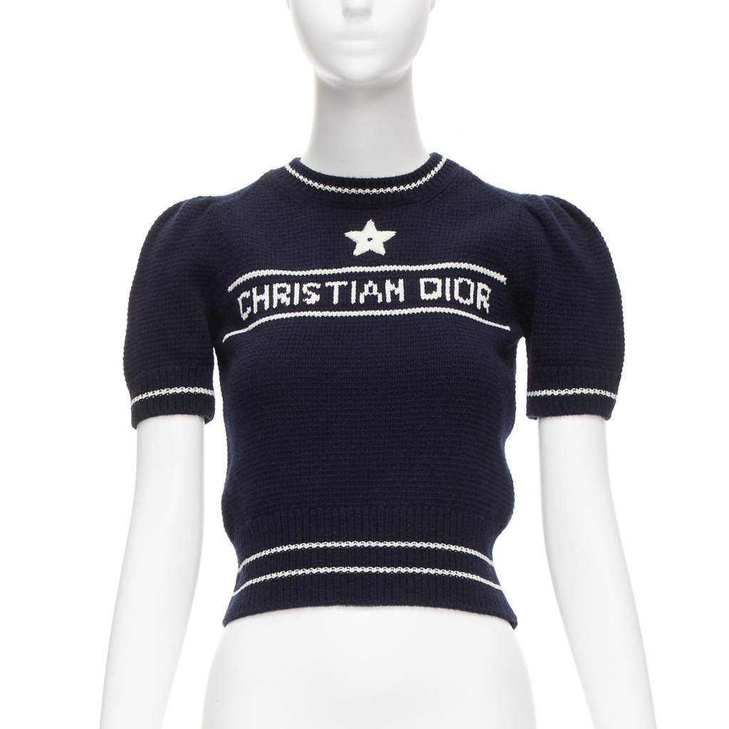 Dior Navy Puff Sweater Navy Wool Never worn - Front View