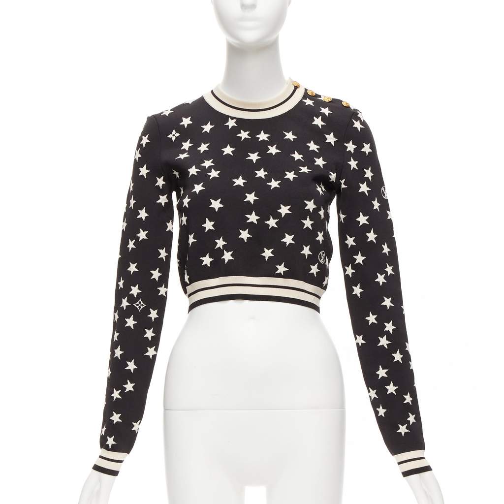 Louis Vuitton Star LV Crop Sweater Black Silk Never worn - Front View