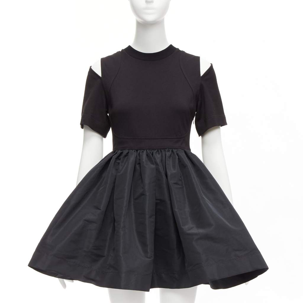 Alexander McQueen Cold Shoulder Dress Black Cotton Never worn - Front View