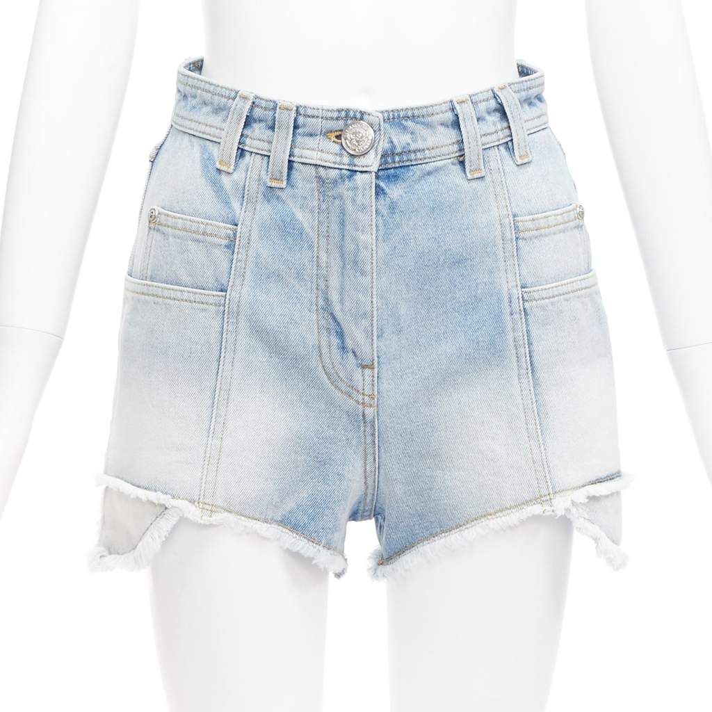 Balmain Cargo Denim Shorts Blue Cotton Never worn - Front View