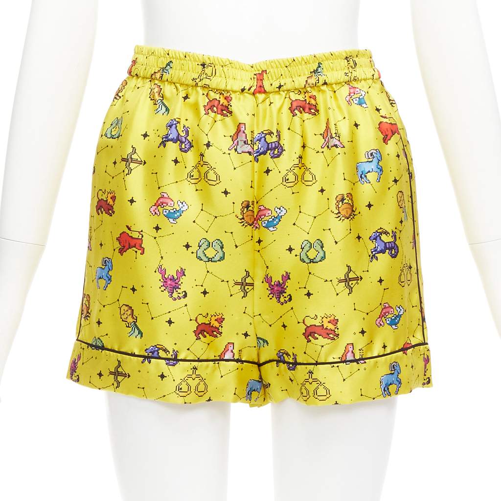 Dior Astrology Yellow Shorts Yellow Silk Never worn - Front View
