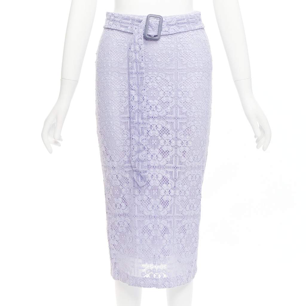 Burberry Lace Pencil Skirt Purple Cotton Very good - Front View