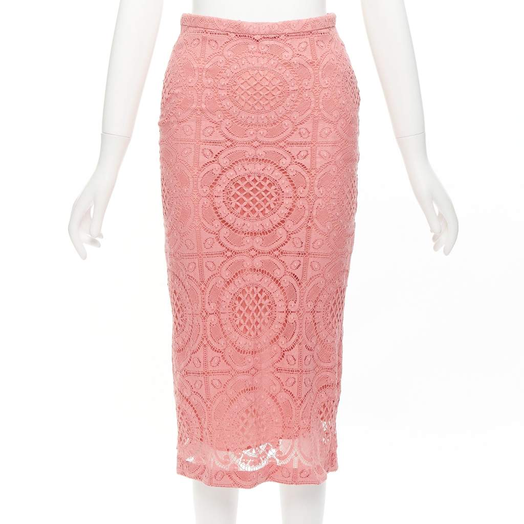 Burberry Floral Lace Skirt Pink Cotton Never worn - Front View