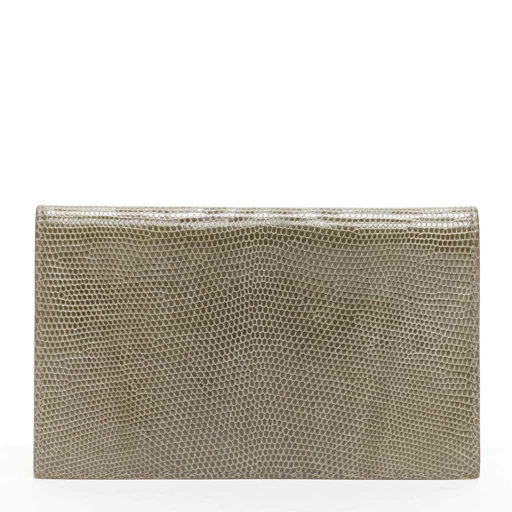 Hermès Scaled Leather Wallet Grey Leather Never worn - Front View