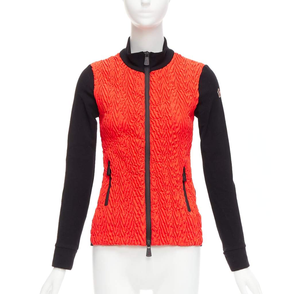Moncler Red Chevron Fitted Jacket Orange Polyester Never worn, with tag - Front View