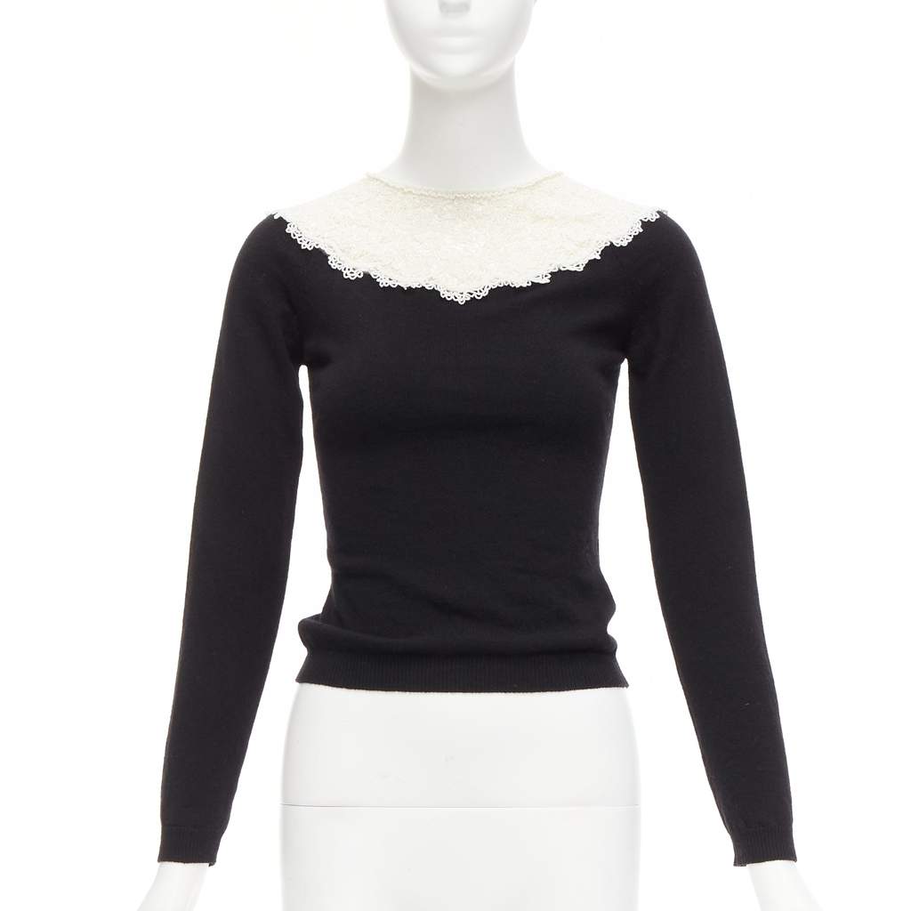 Valentino Garavani Beaded Lace Sweater Beige Wool Never worn - Front View