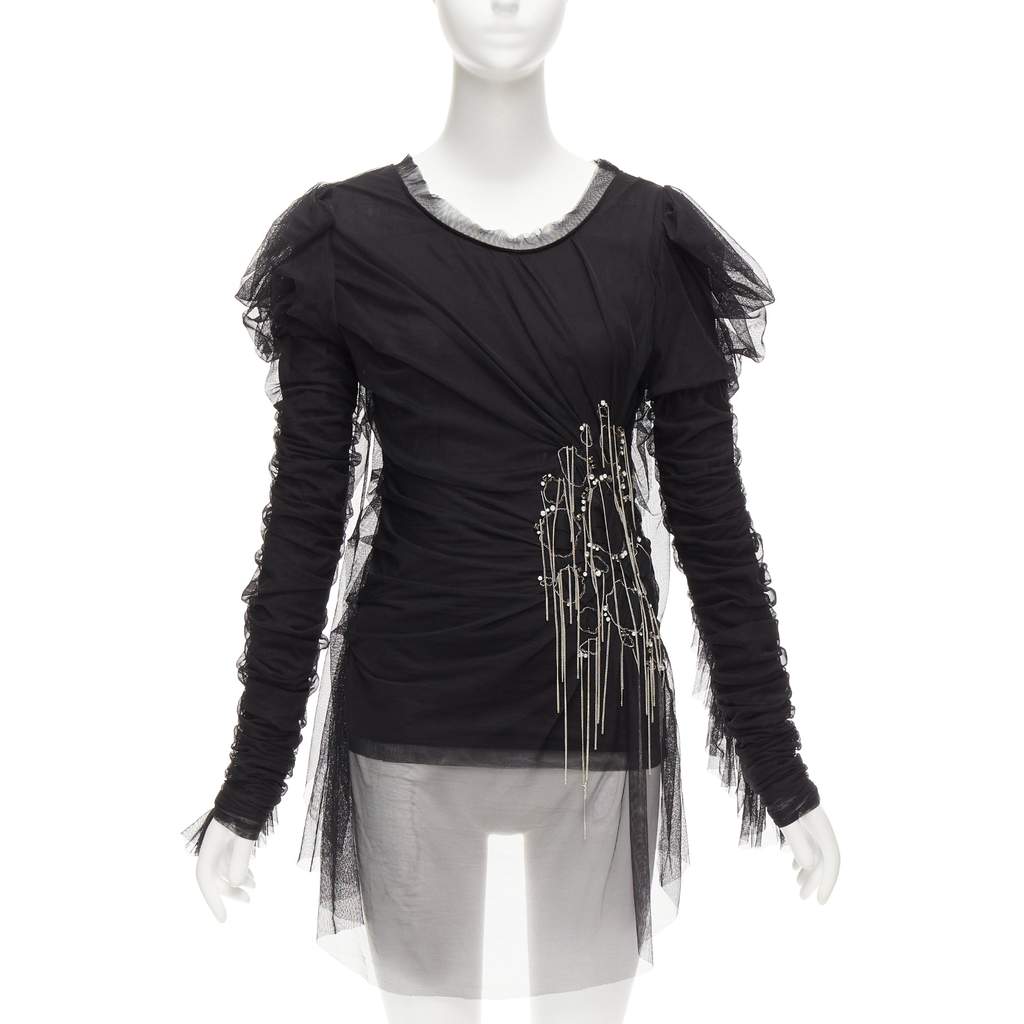 Faith Connexion Mesh Chain Top Black Viscose Never worn - Front View
