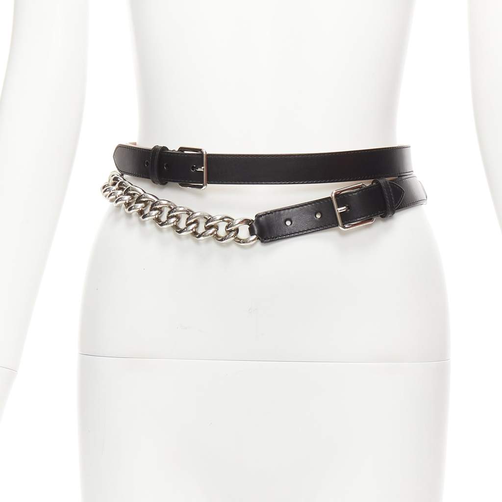 Alexander McQueen Tiger Buckle Copper Belt Black Leather Very good - Front View