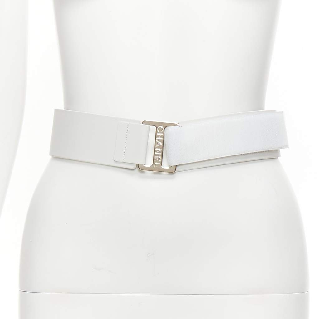 Chanel Pink Crystal Crab Belt White Leather Fair - Front View