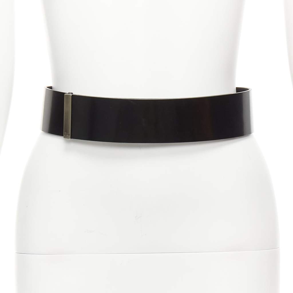 Dior Interlocking GG Chain Belt Black Leather Good - Front View