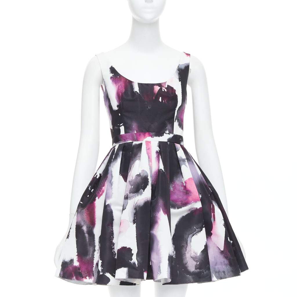 Alexander McQueen Graffiti Flared Dress Purple Polyester Never worn - Front View