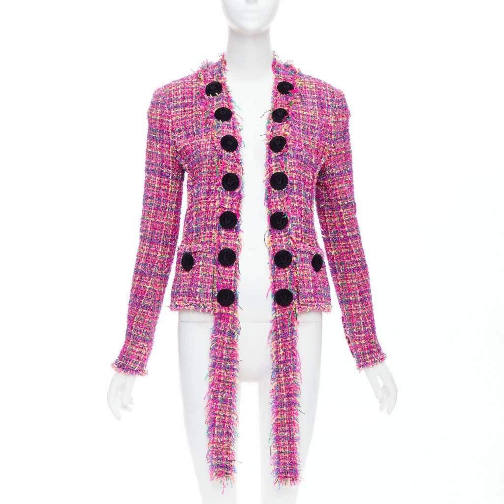 Balmain Pink Tweed Jacket Pink Polyamide Never worn - Front View