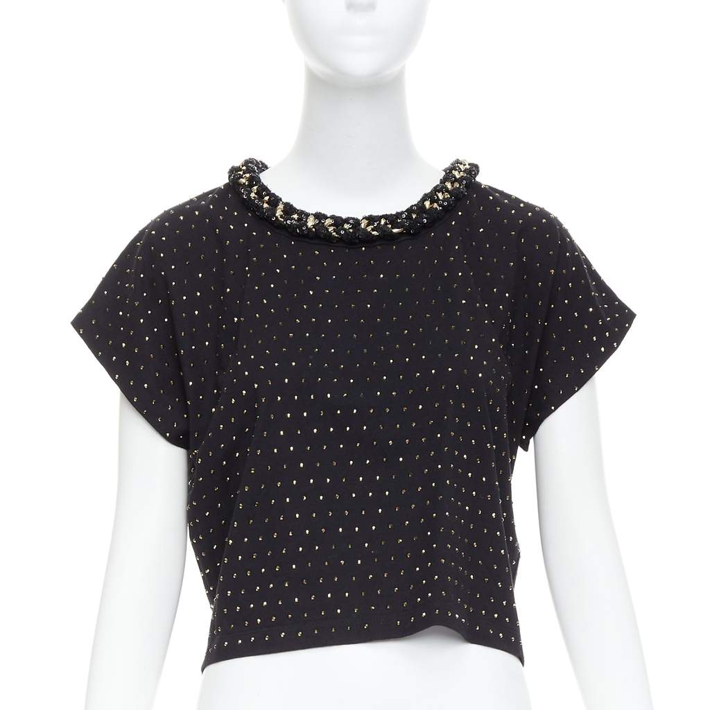 Balmain Crystal Chain Shirt Black Cotton Never worn - Front View