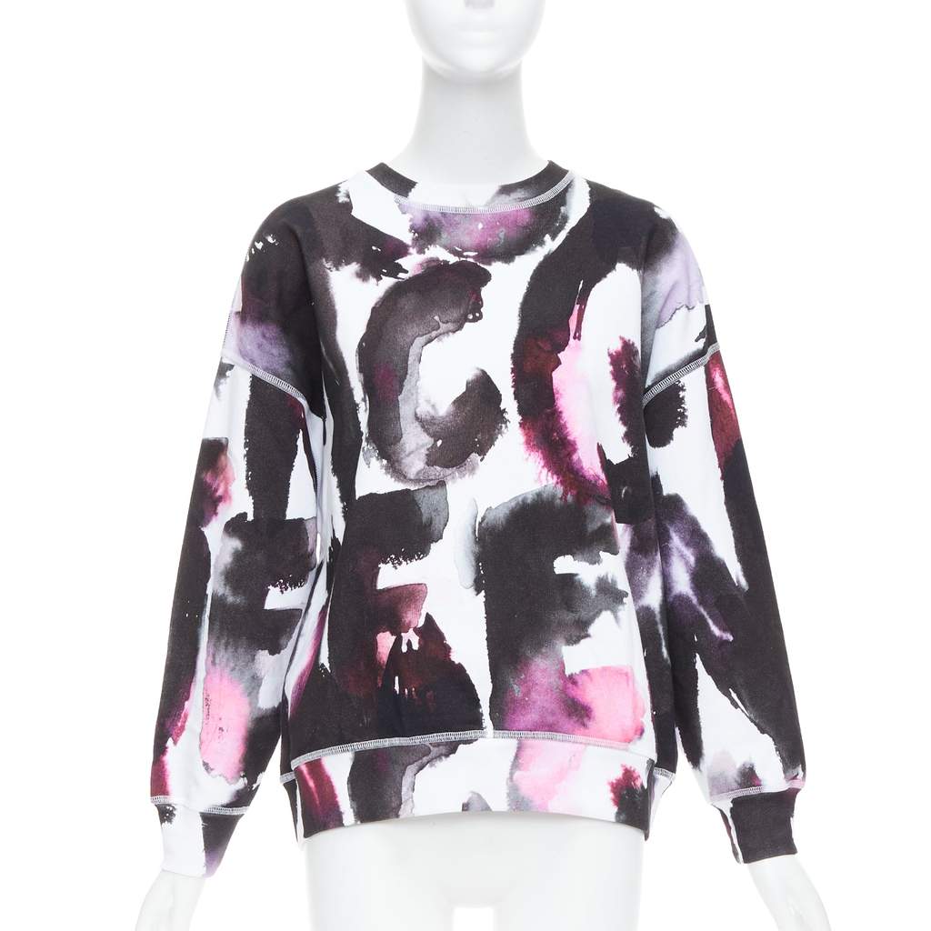 Alexander McQueen Watercolor Logo Sweater White Cotton Never worn - Front View