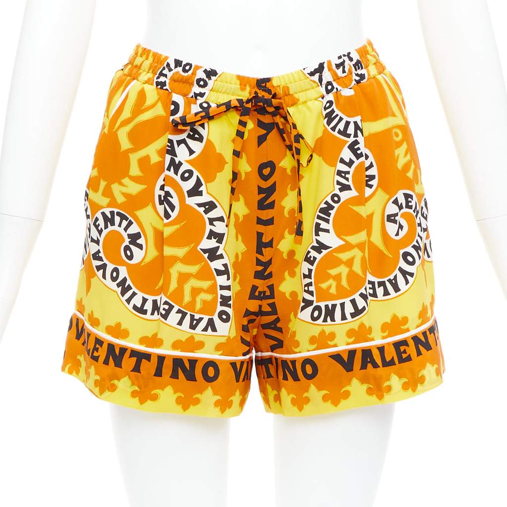 Valentino Garavani Bandana Silk Shorts Yellow Silk Never worn - Front View