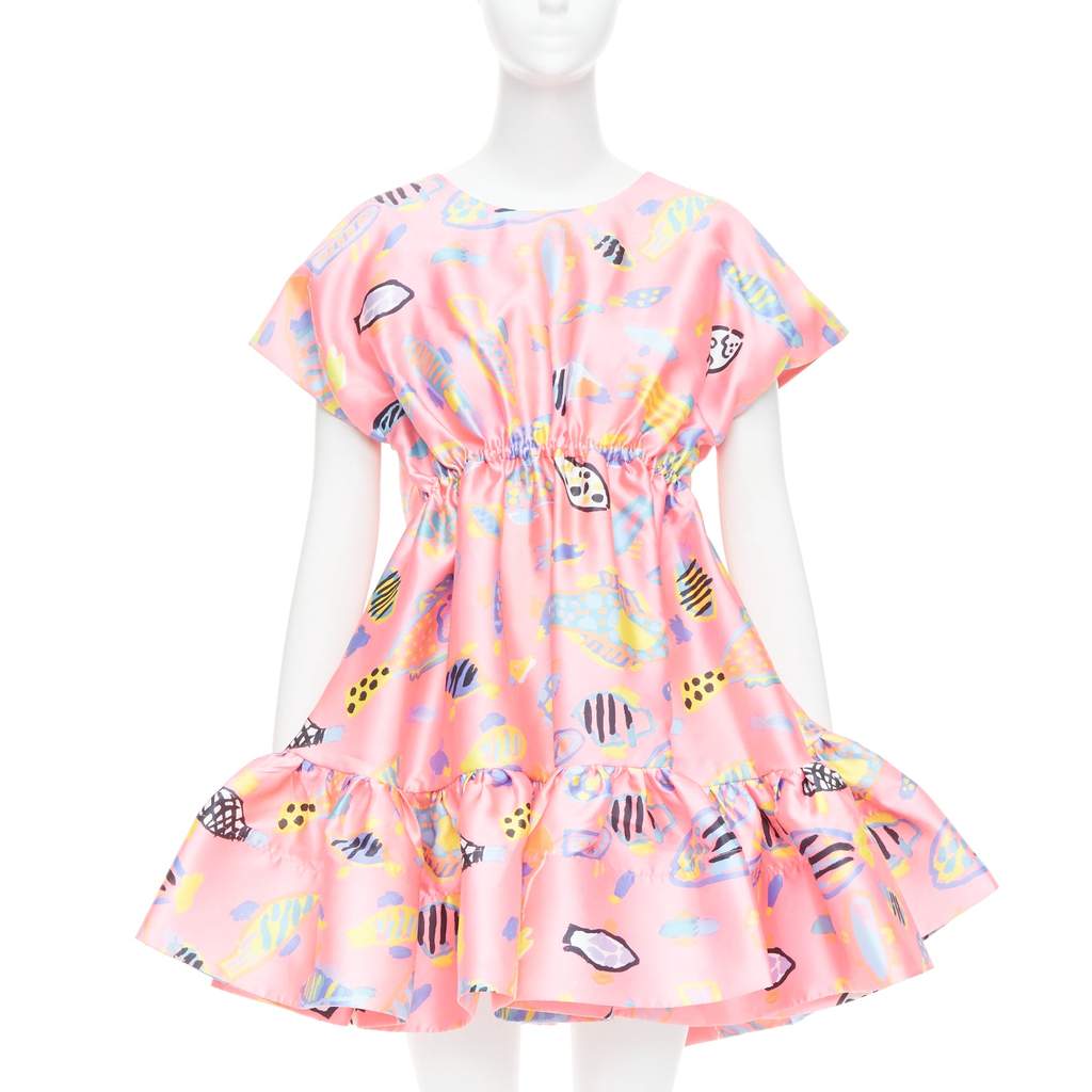 Romance Was Born Illustration Babydoll Dress Pink Polyester Very good - Front View