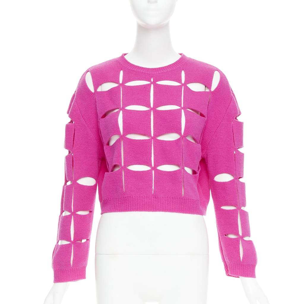 Valentino Garavani Cutout Crop Sweater Pink Wool Very good condition - Front View