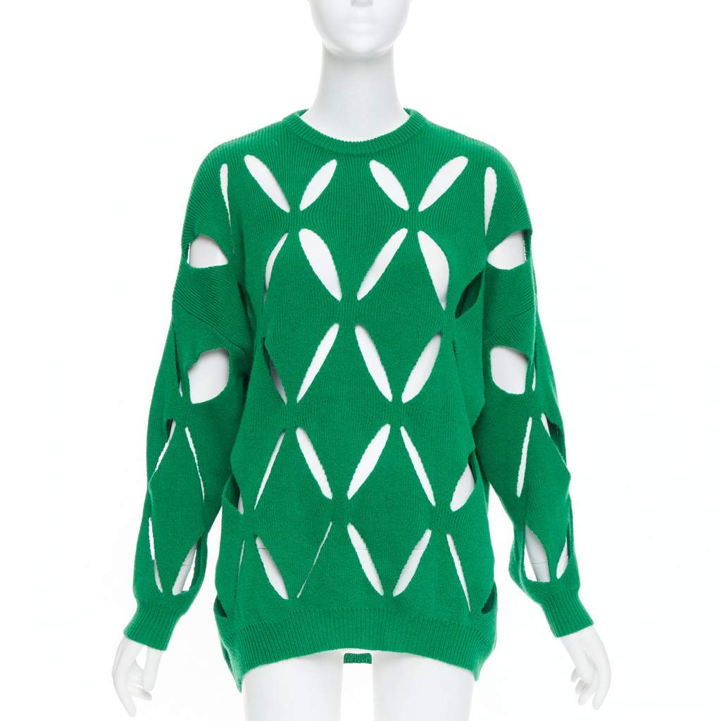 Valentino Garavani Green Cutout Sweater Green Wool Very good - Front View