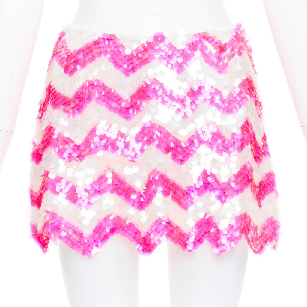 Ashish Chevron Sequin Skirt Pink Viscose Very good - Front View