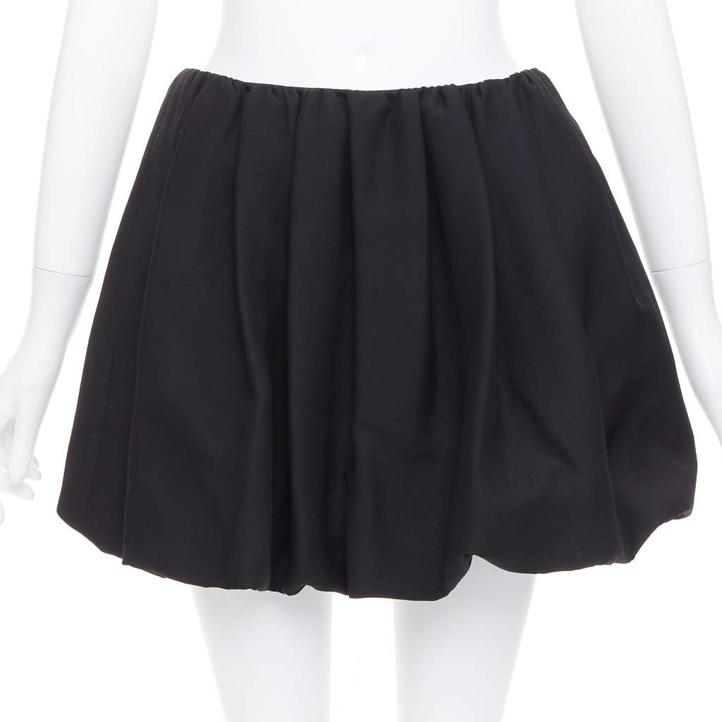 Valentino Bubble Crepe Skirt Black Wool Very good - Front View