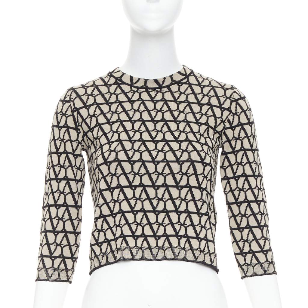 Valentino Iconographe Crop Sweater Beige Wool Very good - Front View
