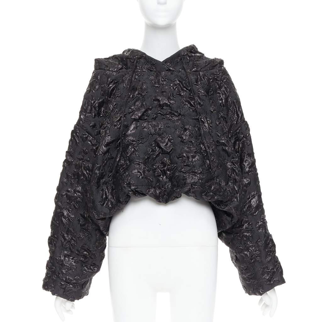 Valentino 3D Jacquard Hoodie Black Polyester Very good - Front View